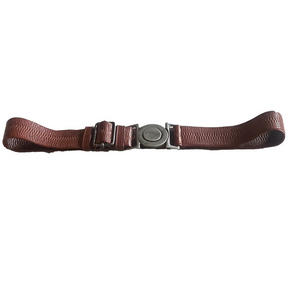 Vintage Jigsaw Brown Leather Belt | Adjustable Stretch with Metal Buckle